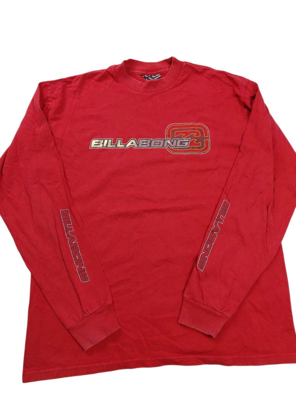 Vintage Billabong Shirt Red Long Sleeve Mens Large Graphic Logo Surf Skate